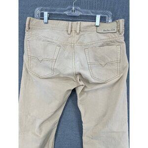 Diesel Viker-A Wash 00DFN Cow Leather Pants Mens 32x26 Beige Tan Denim Jeans